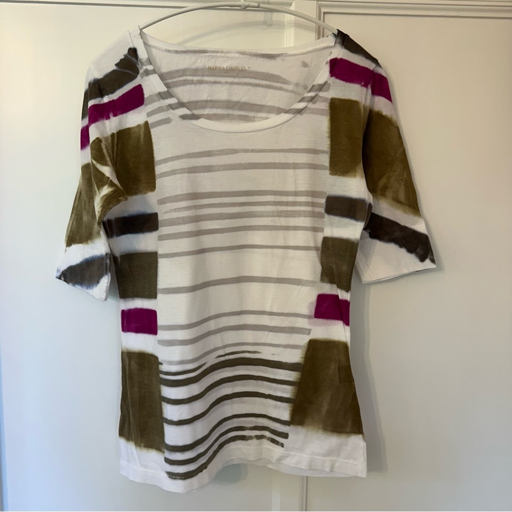 NWOT Marika Charles Green and White Cotton Garment Size Small (1)